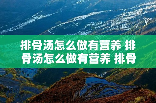 排骨汤怎么做有营养 排骨汤怎么做有营养 排骨汤如何做