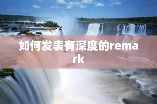 如何发表有深度的remark