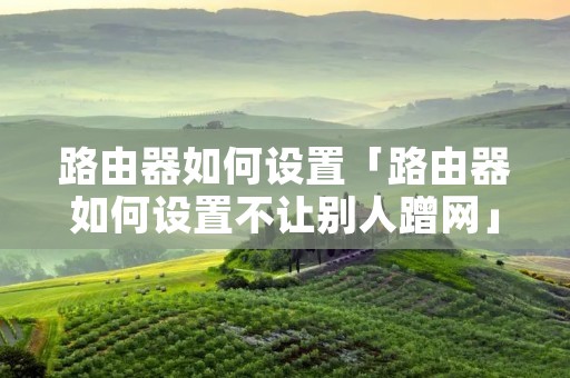 路由器如何设置「路由器如何设置不让别人蹭网」