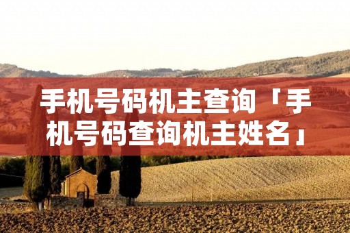 手机号码机主查询「手机号码查询机主姓名」 手机号码机主查询「手机号码查询机主姓名」