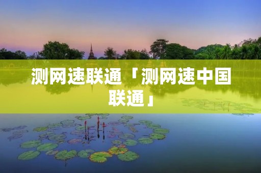 测网速联通「测网速中国联通」