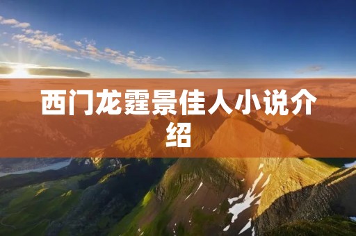 西门龙霆景佳人小说介绍