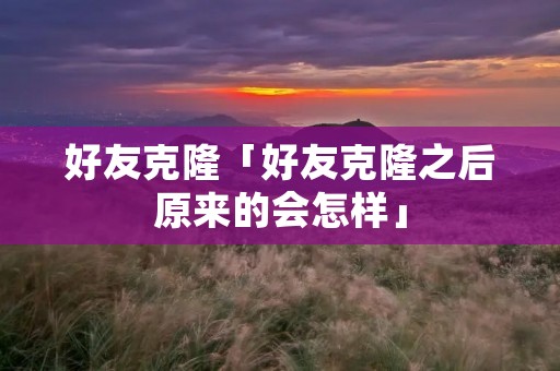 好友克隆「好友克隆之后原来的会怎样」
