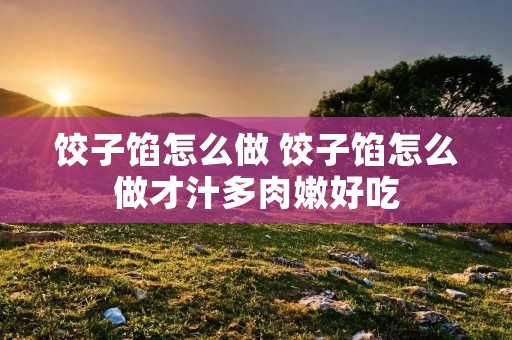 饺子馅怎么做 饺子馅怎么做才汁多肉嫩好吃