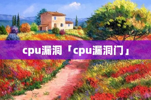 cpu漏洞「cpu漏洞门」 cpu漏洞「cpu漏洞门」