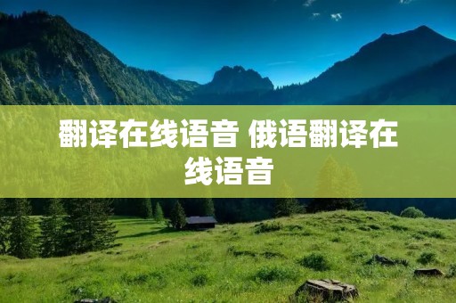 翻译在线语音 俄语翻译在线语音