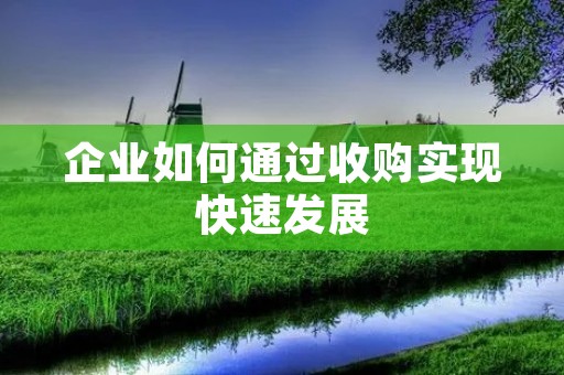 企业如何通过收购实现快速发展 企业如何通过收购实现快速发展