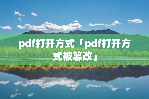 pdf打开方式「pdf打开方式被篡改」