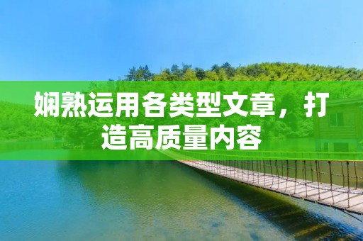 娴熟运用各类型文章，打造高质量内容