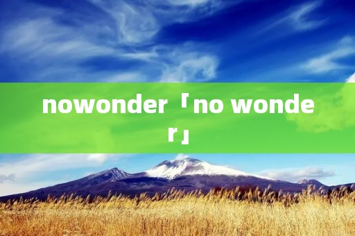 nowonder「no wonder」