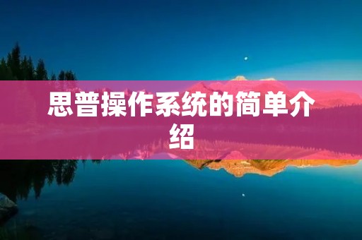 思普操作系统的简单介绍