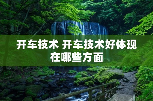 开车技术 开车技术好体现在哪些方面
