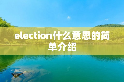 election什么意思的简单介绍