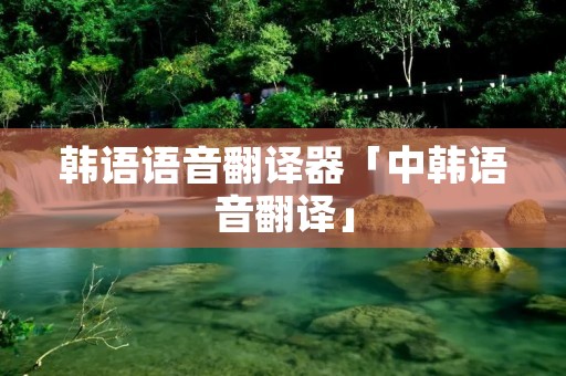 韩语语音翻译器「中韩语音翻译」