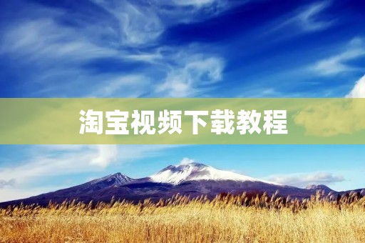 淘宝视频下载教程：轻松学会如何下载淘宝视频