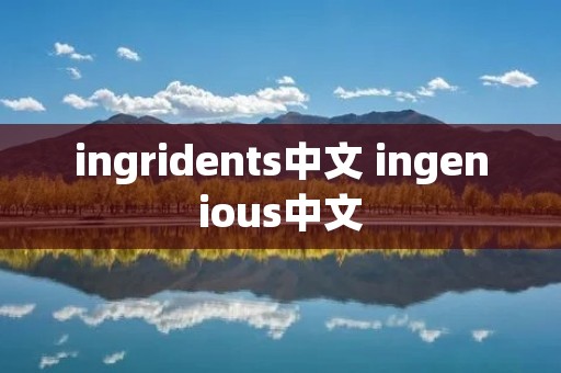 ingridents中文 ingenious中文