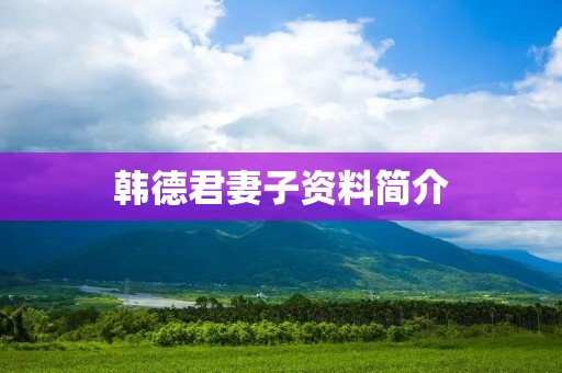 韩德君妻子资料简介 韩德君妻子资料简介