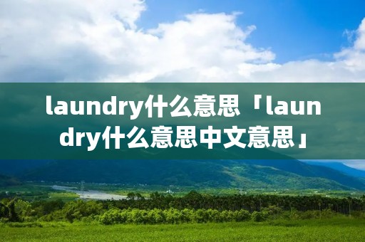 laundry什么意思「laundry什么意思中文意思」