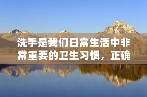 洗手是我们日常生活中非常重要的卫生习惯,正确的洗手方法能够有效预防疾病的传播。本文将详细描述正确的洗手方法,以帮助读者养成良好的洗手习惯。