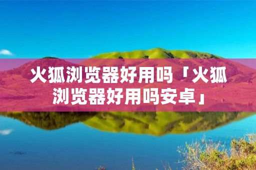火狐浏览器好用吗「火狐浏览器好用吗安卓」