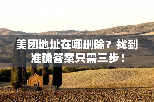 美团地址在哪删除？找到准确答案只需三步！