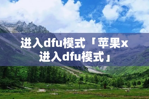 进入dfu模式「苹果x进入dfu模式」 进入dfu模式「苹果x进入dfu模式」