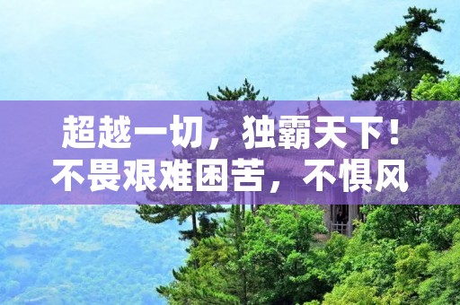 超越一切,独霸天下!不畏艰难困苦,不惧风雨雷电!只为成就自己的霸气人生! 超越一切,独霸天下!不畏艰难困苦,不惧风雨雷电!只为成就自己的霸气人生!