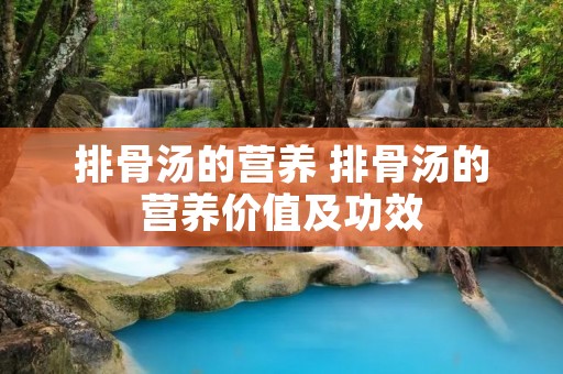 排骨汤的营养 排骨汤的营养价值及功效