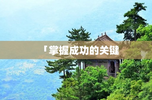 「掌握成功的关键：如何实现预期结果」