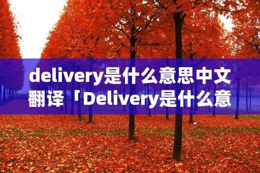 delivery是什么意思中文翻译「Delivery是什么意思」