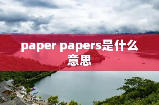 paper papers是什么意思