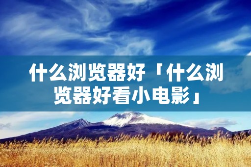 什么浏览器好「什么浏览器好看小电影」 什么浏览器好「什么浏览器好看小电影」