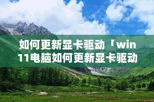 如何更新显卡驱动「win11电脑如何更新显卡驱动」