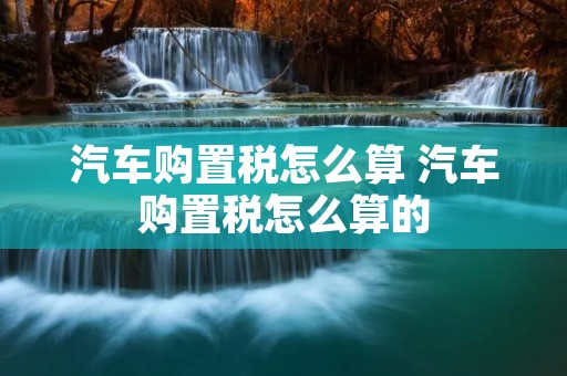 汽车购置税怎么算 汽车购置税怎么算的