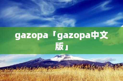gazopa「gazopa中文版」 gazopa「gazopa中文版」