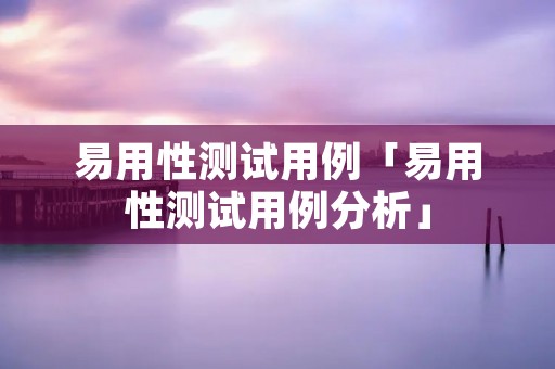 易用性测试用例「易用性测试用例分析」