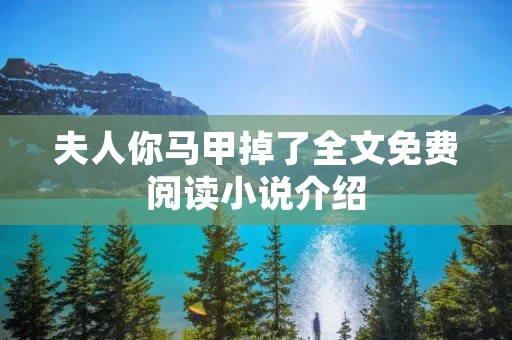 夫人你马甲掉了全文免费阅读小说介绍