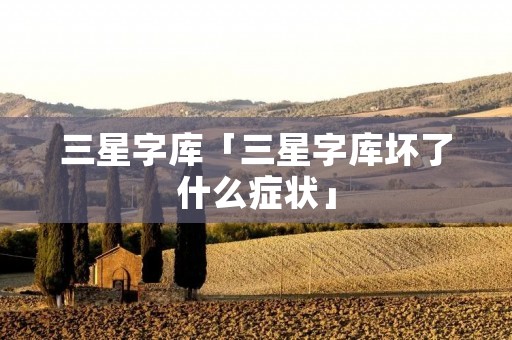 三星字库「三星字库坏了什么症状」