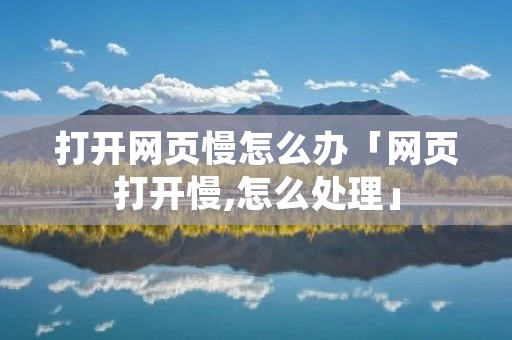 打开网页慢怎么办「网页打开慢,怎么处理」