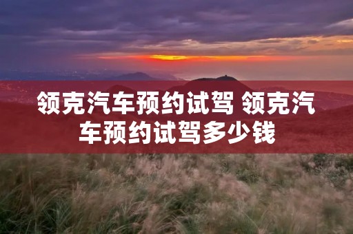 领克汽车预约试驾 领克汽车预约试驾多少钱
