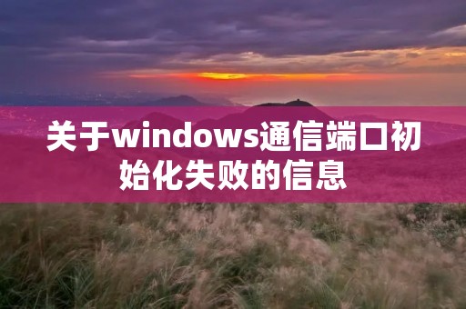 关于windows通信端口初始化失败的信息