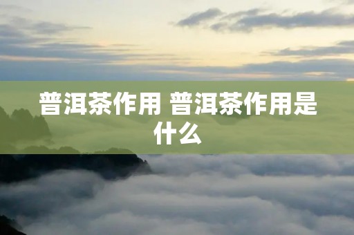 普洱茶作用 普洱茶作用是什么