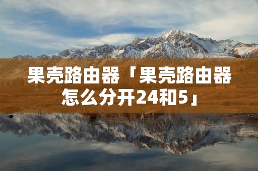 果壳路由器「果壳路由器怎么分开24和5」 果壳路由器「果壳路由器怎么分开24和5」