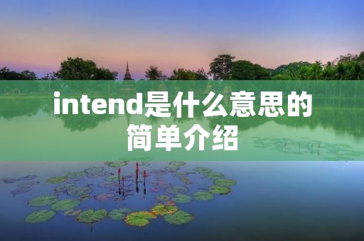 intend是什么意思的简单介绍