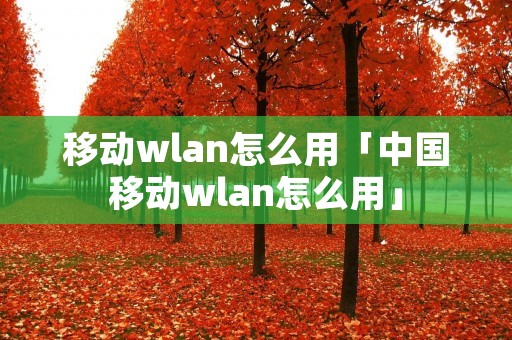 移动wlan怎么用「中国移动wlan怎么用」
