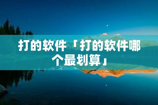打的软件「打的软件哪个最划算」