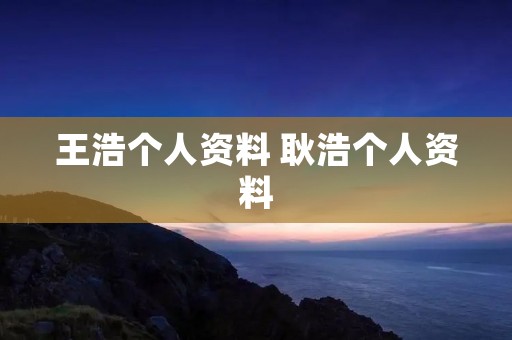 王浩个人资料 耿浩个人资料 王浩个人资料 耿浩个人资料