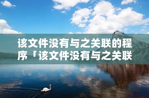 该文件没有与之关联的程序「该文件没有与之关联的程序来执行该操作」