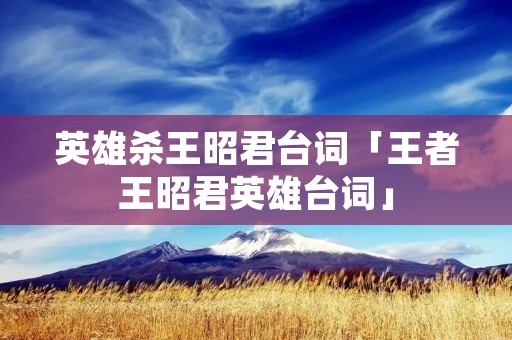 英雄杀王昭君台词「王者王昭君英雄台词」