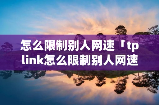 怎么限制别人网速「tplink怎么限制别人网速」